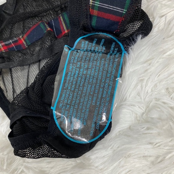 ASOS DESIGN Zola Plaid Mesh Lace Up Bodysuit Corset Underwear Camisole 34B - Picture 9 of 11